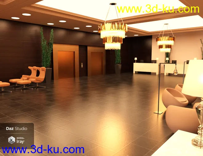 Modern Hotel Lobby模型的图片3