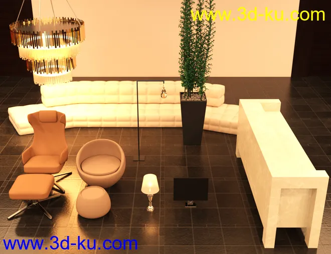 Modern Hotel Lobby模型的图片5