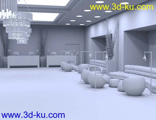 Modern Hotel Lobby模型的图片7