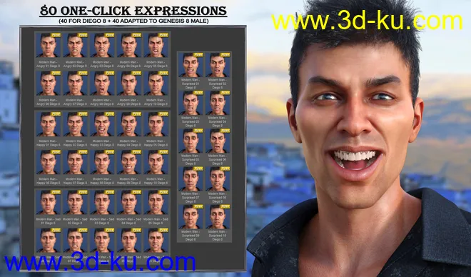 Modern Man - Expressions for Genesis 8 Male and Diego 8模型的图片6
