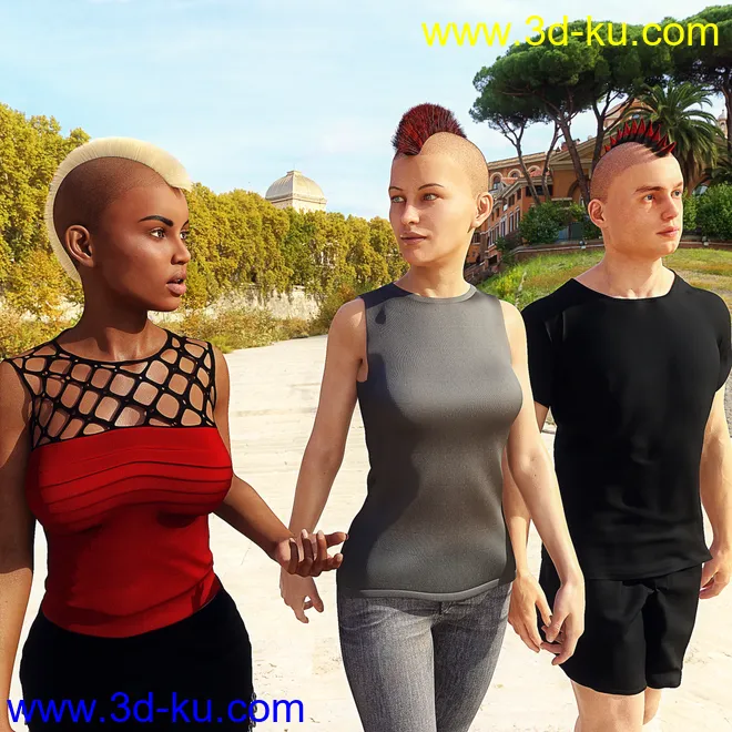 Mohawk for Genesis 8 Male and Female模型的图片1