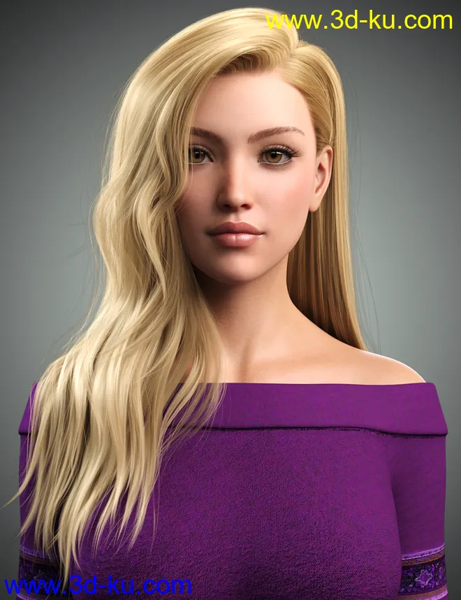 Monica Hair For Genesis 8 Female(s)模型的图片1