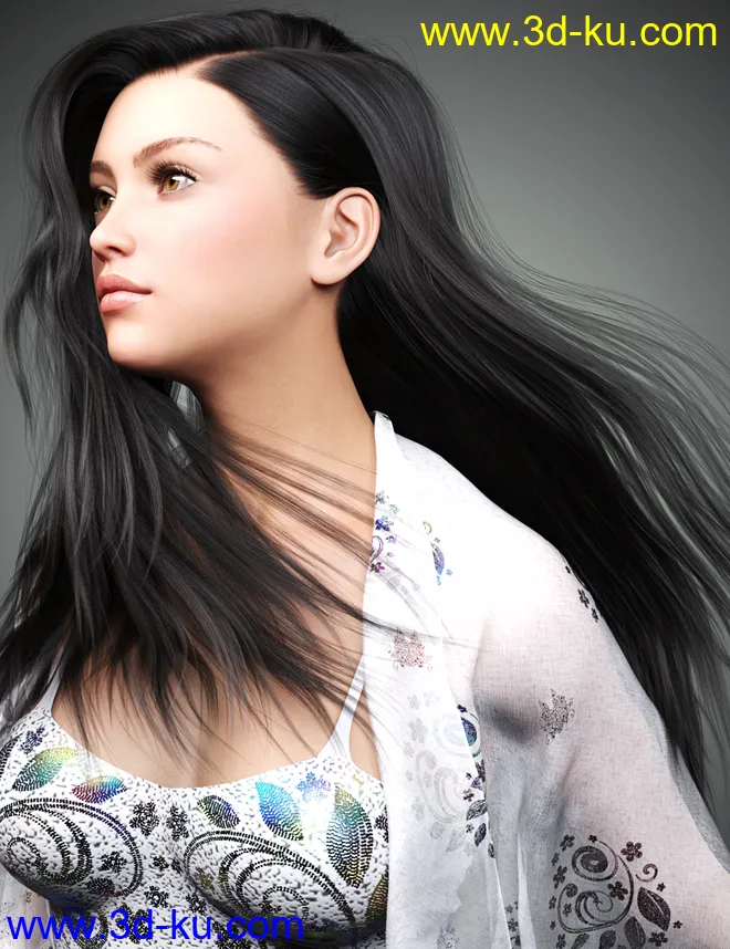 Monica Hair For Genesis 8 Female(s)模型的图片2
