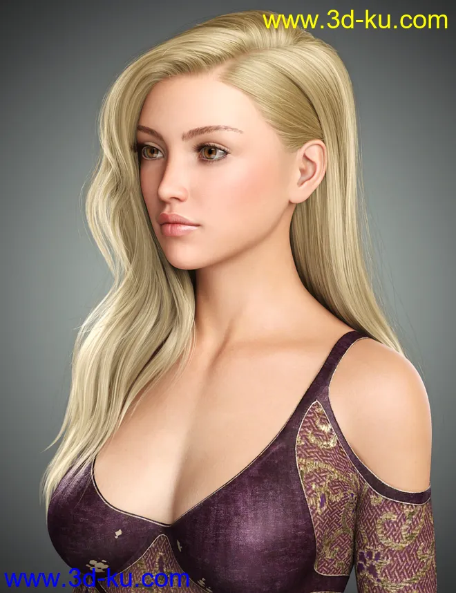 Monica Hair For Genesis 8 Female(s)模型的图片3