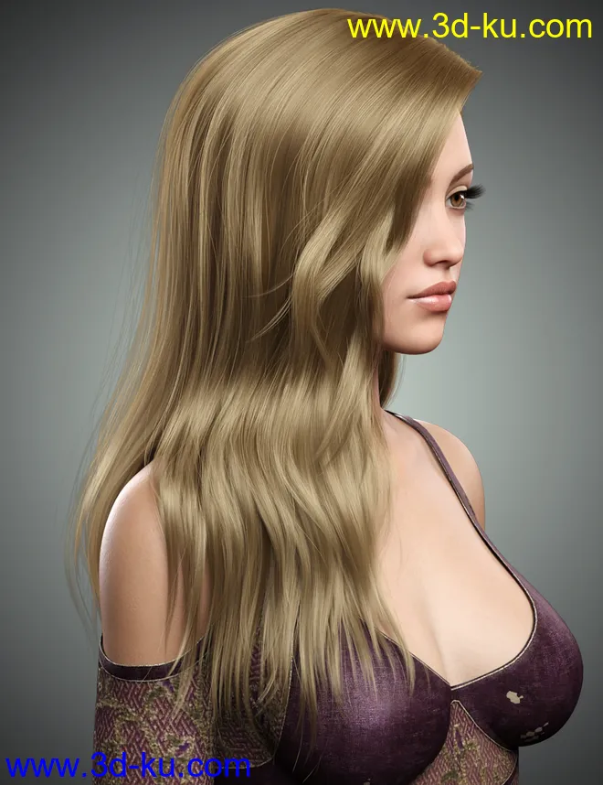 Monica Hair For Genesis 8 Female(s)模型的图片4