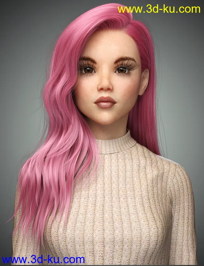 Monica Hair For Genesis 8 Female(s)模型的图片11