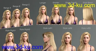 3D打印模型Monica Hair For Genesis 8 Female(s)的图片