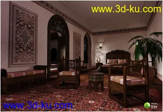 3D打印模型Moroccan Riad Bedroom的图片