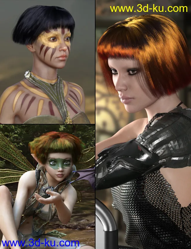 MRL dForce Bob Hair for Genesis 8 Female with Colour Mix Plus模型的图片1