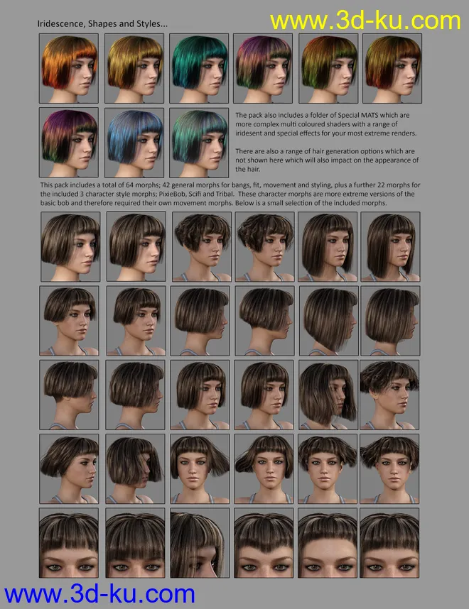 MRL dForce Bob Hair for Genesis 8 Female with Colour Mix Plus模型的图片8
