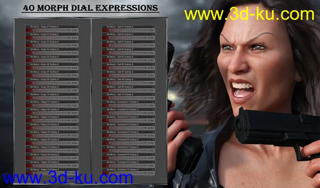 No Mercy - Expressions for Genesis 8 Female and Sydney 8模型的图片7