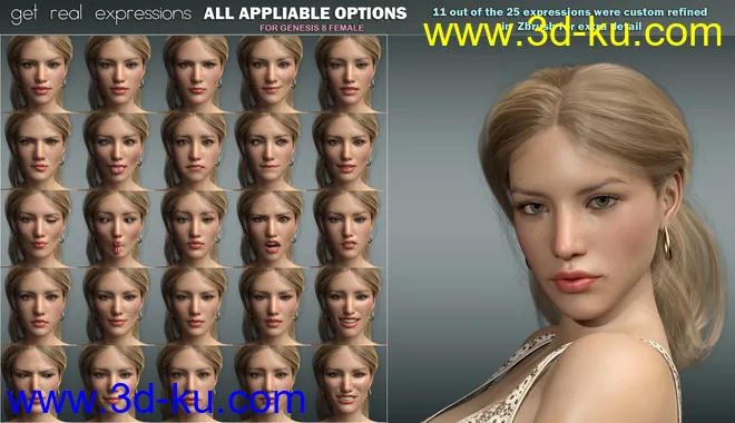 P3D Get Real Expressions for Genesis 8 Female(s)模型的图片7