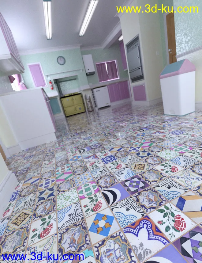 Patchwork Chic Floor Tile Iray Shaders模型的图片1