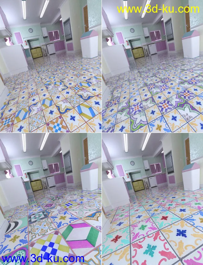 Patchwork Chic Floor Tile Iray Shaders模型的图片2