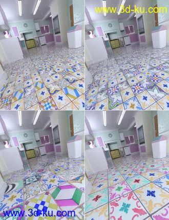 3D打印模型Patchwork Chic Floor Tile Iray Shaders的图片