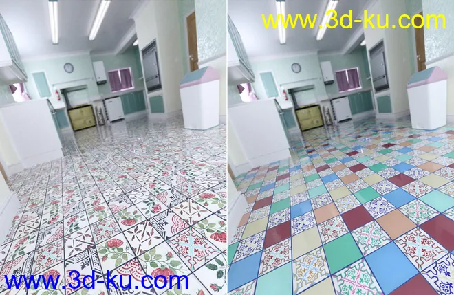 Patchwork Chic Floor Tile Iray Shaders模型的图片3