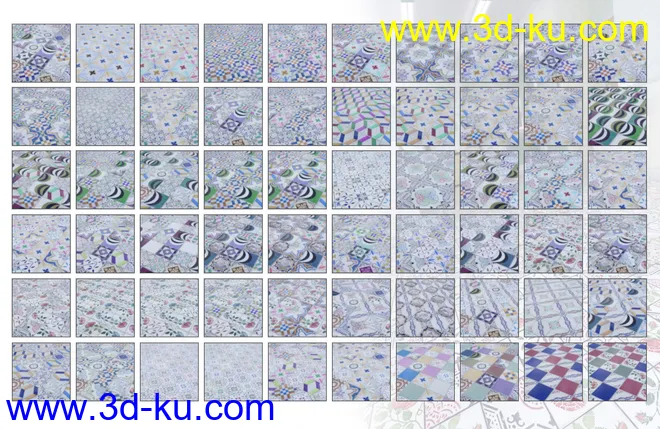 Patchwork Chic Floor Tile Iray Shaders模型的图片4