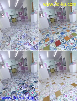 3D打印模型Patchwork Chic Floor Tile Iray Shaders的图片
