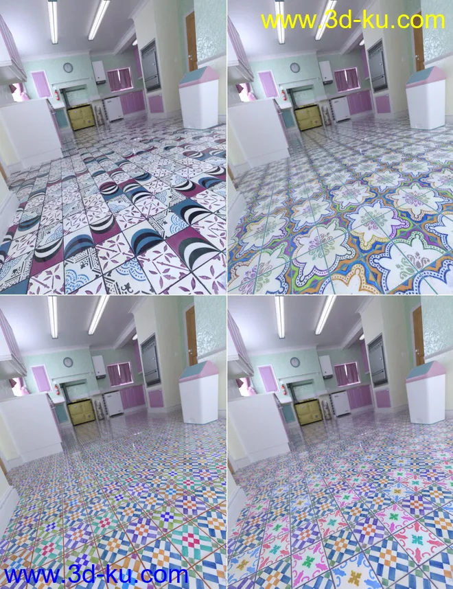 Patchwork Chic Floor Tile Iray Shaders模型的图片6