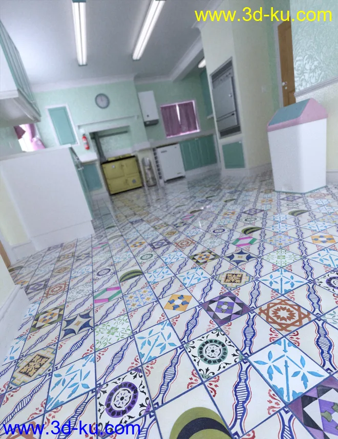Patchwork Chic Floor Tile Iray Shaders模型的图片7