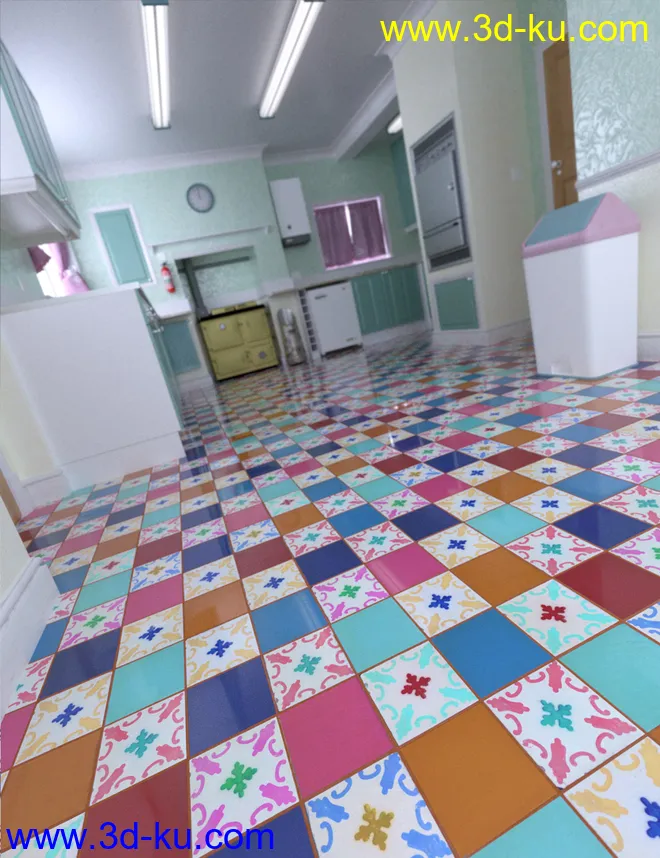 Patchwork Chic Floor Tile Iray Shaders模型的图片9