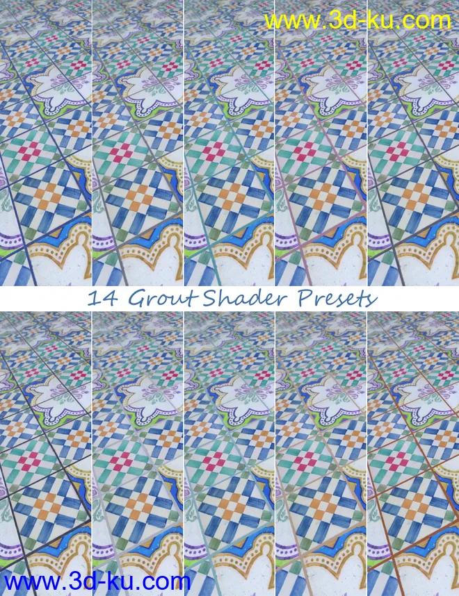 Patchwork Chic Floor Tile Iray Shaders模型的图片11
