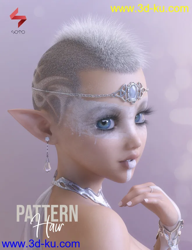 Pattern Hair for Genesis 3 and 8模型的图片1