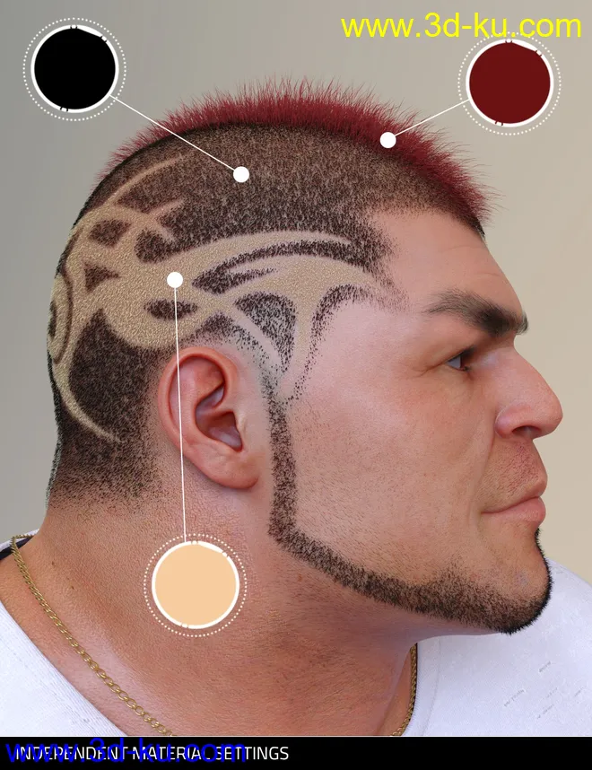 Pattern Hair for Genesis 3 and 8模型的图片7