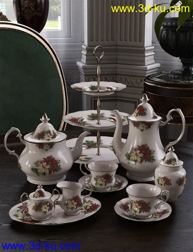 Patterns for Vintage Tea Service Iray模型的图片1