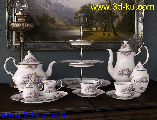 Patterns for Vintage Tea Service Iray模型的图片2