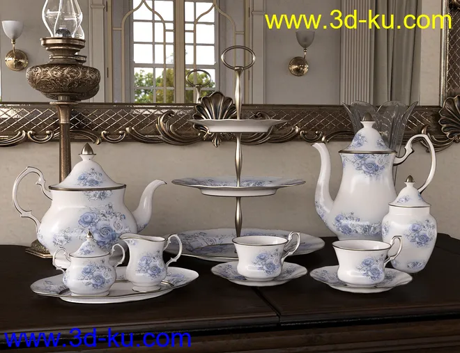 Patterns for Vintage Tea Service Iray模型的图片3