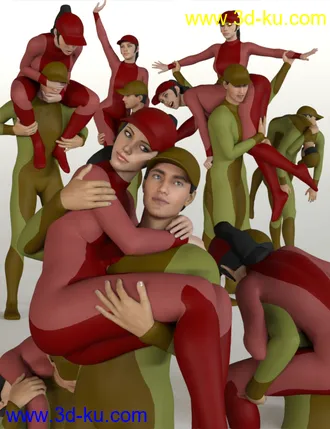 3D打印模型People Carrying People - 25 Pose Pairs (Genesis 8)的图片