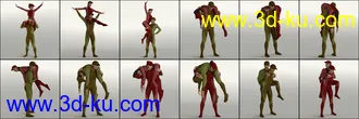3D打印模型People Carrying People - 25 Pose Pairs (Genesis 8)的图片