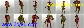 3D打印模型People Carrying People - 25 Pose Pairs (Genesis 8)的图片