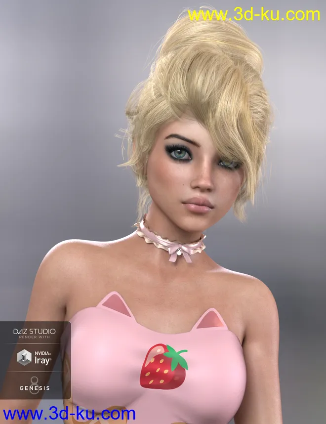Pina Hair for Genesis 3 and 8 Female(s)模型的图片1
