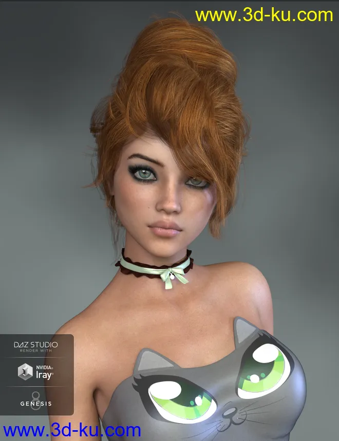 Pina Hair for Genesis 3 and 8 Female(s)模型的图片2