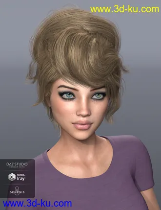 3D打印模型Pina Hair for Genesis 3 and 8 Female(s)的图片