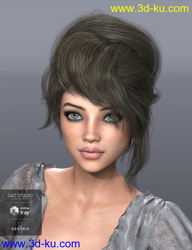 Pina Hair for Genesis 3 and 8 Female(s)模型的图片6