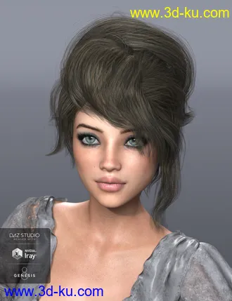 3D打印模型Pina Hair for Genesis 3 and 8 Female(s)的图片