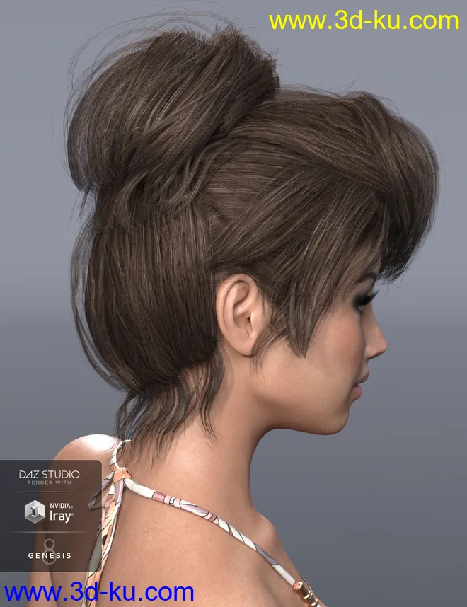 Pina Hair for Genesis 3 and 8 Female(s)模型的图片7