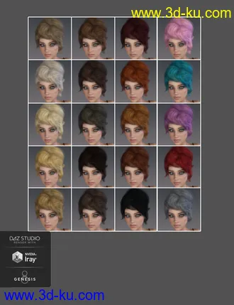 3D打印模型Pina Hair for Genesis 3 and 8 Female(s)的图片