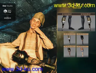 3D打印模型Pirate Hook and Leg for Genesis 8 Male(s)的图片
