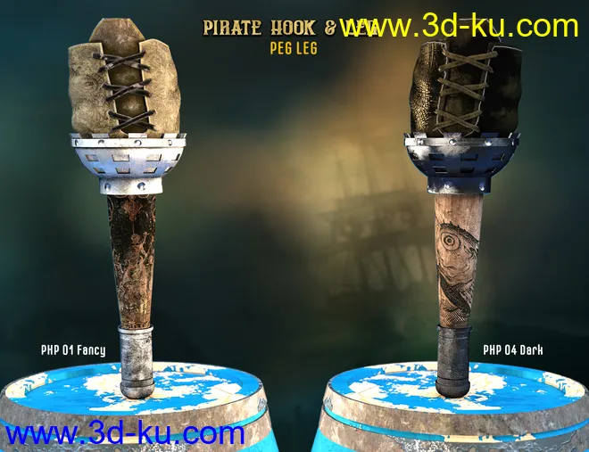 Pirate Hook and Leg for Genesis 8 Male(s)模型的图片4