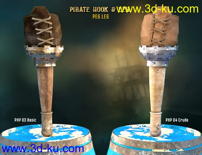 Pirate Hook and Leg for Genesis 8 Male(s)模型的图片5