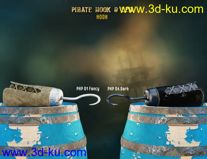 Pirate Hook and Leg for Genesis 8 Male(s)模型的图片8