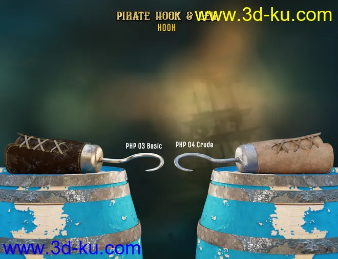 Pirate Hook and Leg for Genesis 8 Male(s)模型的图片9