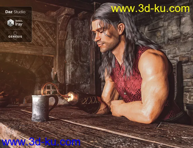 Pirate Hook and Leg for Genesis 8 Male(s)模型的图片10