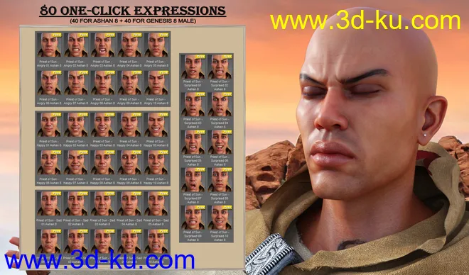 Priest of the Sun Expressions for Genesis 8 Male and Ashan 8模型的图片6