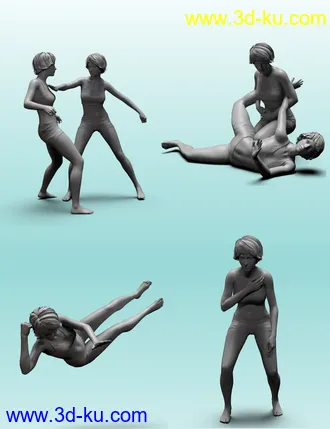 3D打印模型Pro Style Wrestling Poses for Genesis 8 Female的图片