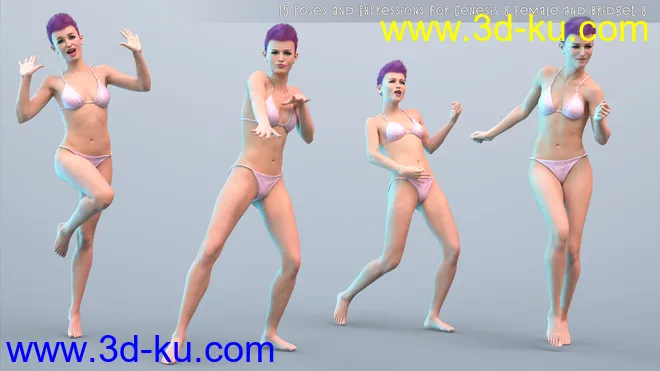 PTF Quirky Poses and Expressions for Genesis 8 Female and Bridget 8模型的图片3